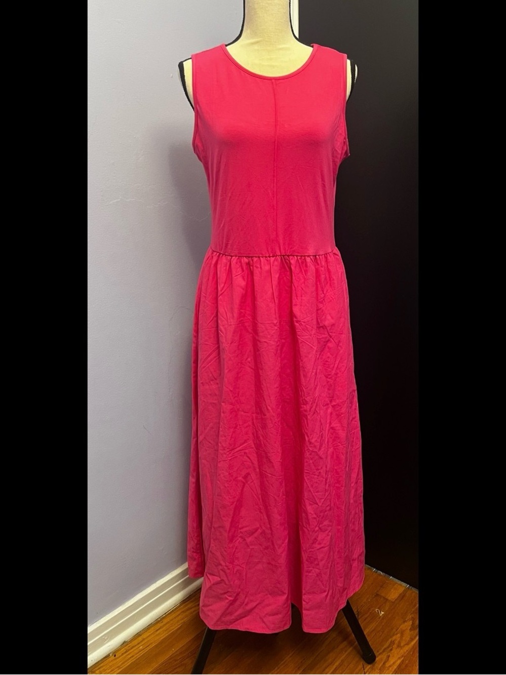 Pretty Garden Sleeveless Hot Pink Maxi Dress - Classic Tank Silhouette